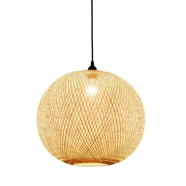 Bamboo Wicker Rattan Ball Globe Sphere Pendant Light - Image 2