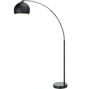 overhead Floor lamp with long bent stand black