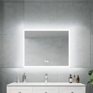 rectangular led mirror with black outline and back light